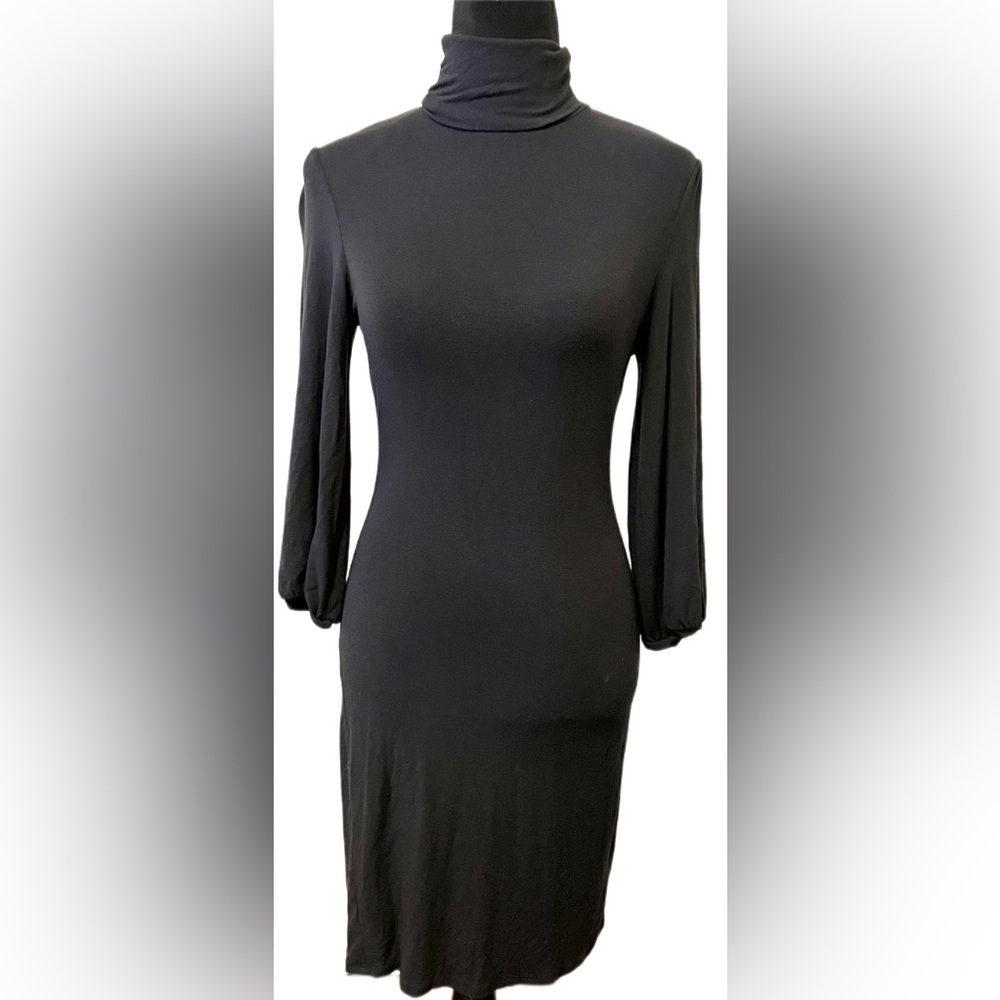 Fitted turtleneck midi dress